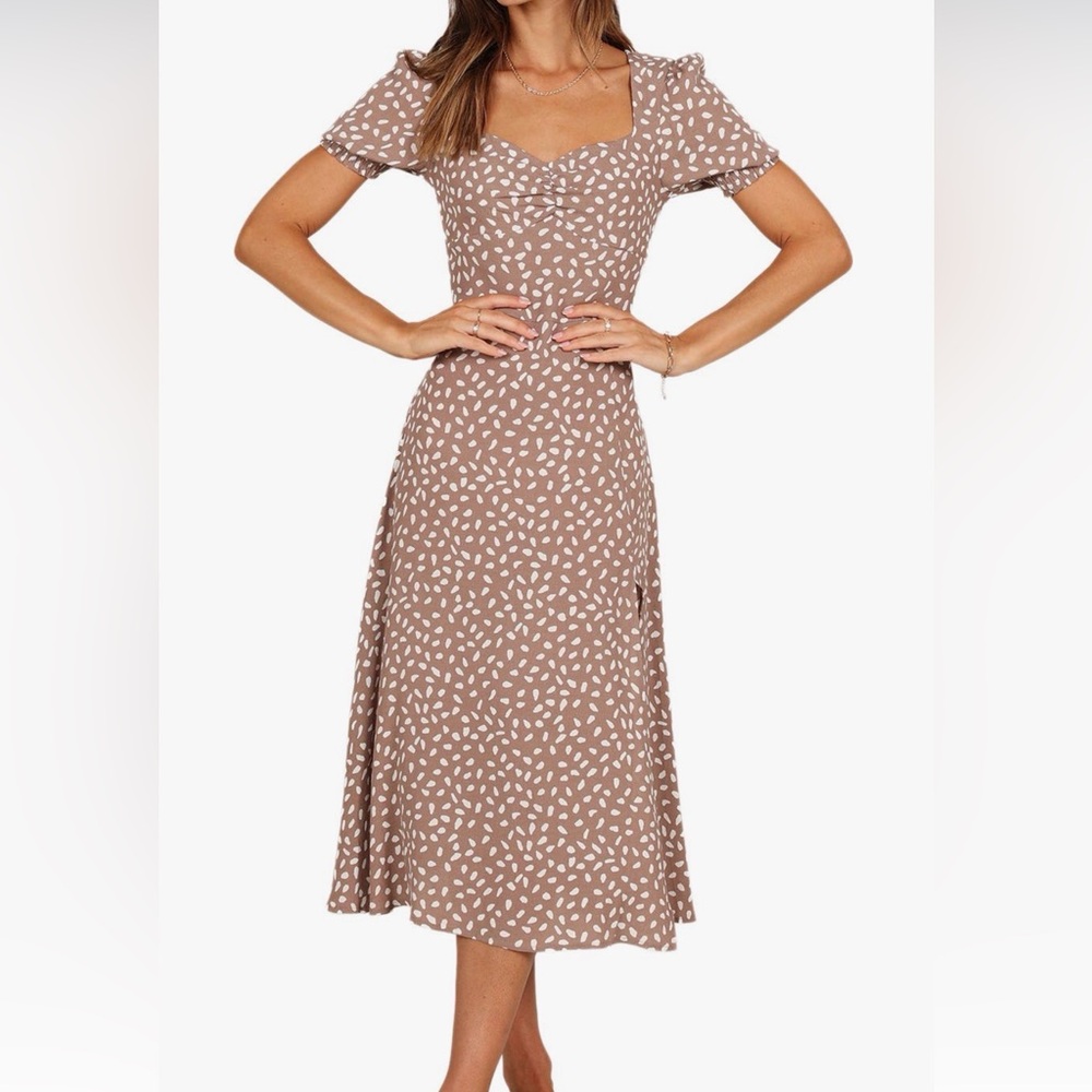 Petal & Pup Franklin Print Puff Sleeve Midi Dress size 10